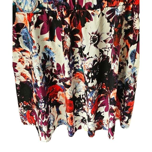 New SIMPLY VERA VERA WANG Bright Multi Color Floral Sleeveless V Neck Midi Dress - Picture 7 of 12